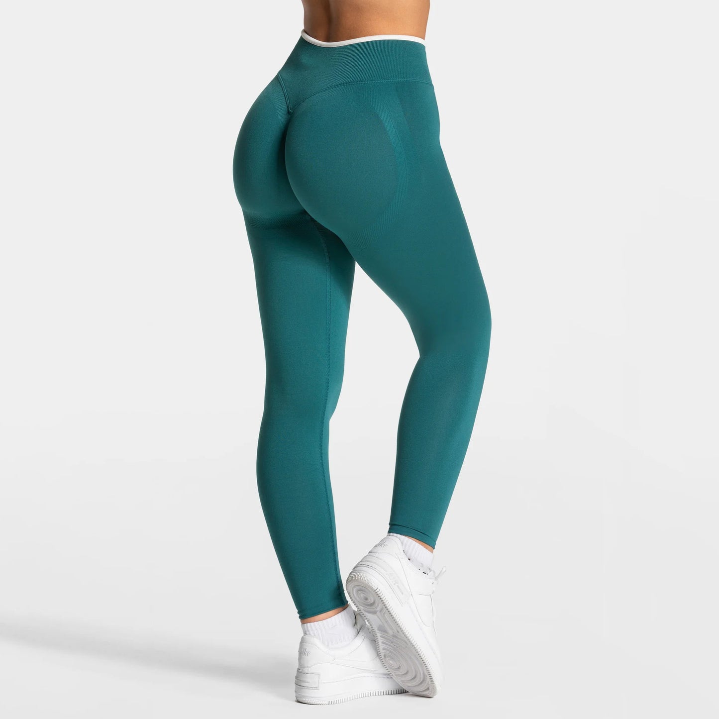 Peach Hip High-Waist Yoga Pants - Nylon Spandex Sports Leggings