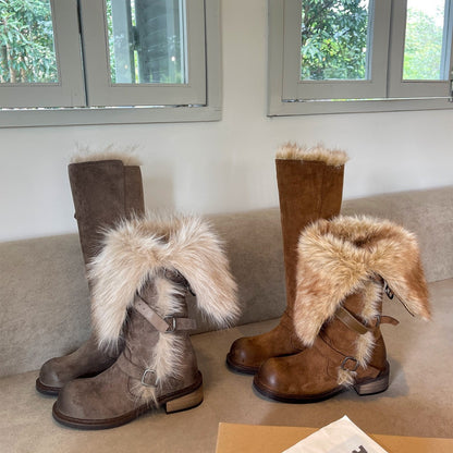 Women's Fleece-Lined Tall Snow Boots - Insulated Waterproof Winter Boots