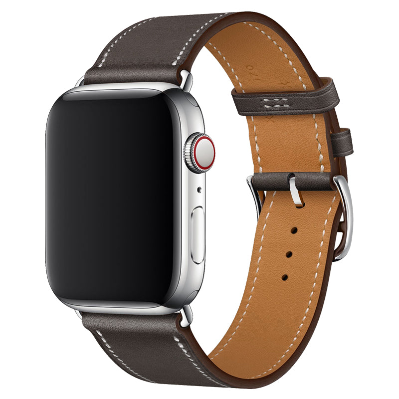 Genuine Leather Apple Watch Band - Premium Cowhide Strap with Stainless Steel Pin Buckle