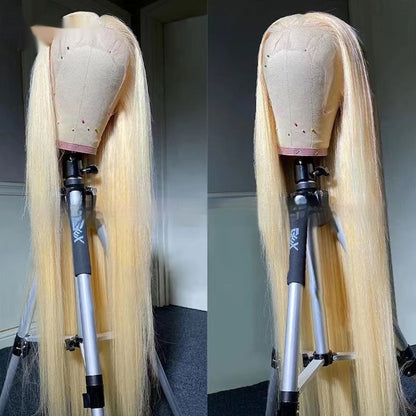 Real Human Hair Transparent Lace Full-Head Wig - Heat Dyeable Natural Hair