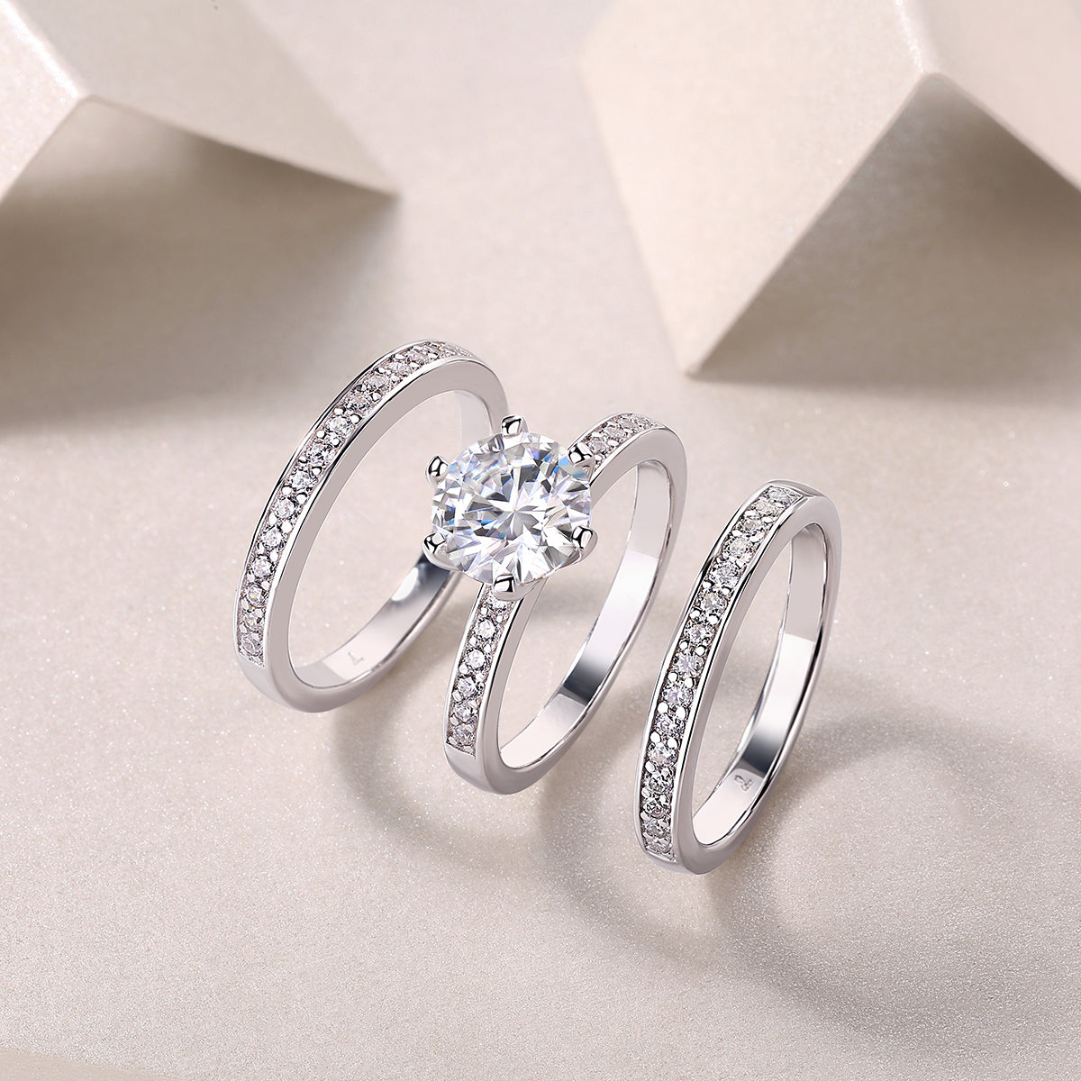 2-Carat Moissanite Sterling Silver Wedding Ring - Platinum Plated