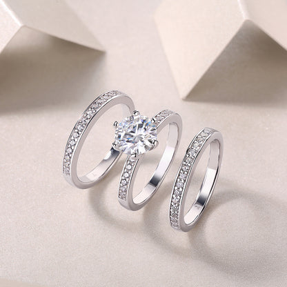 2-Carat Moissanite Sterling Silver Wedding Ring - Platinum Plated