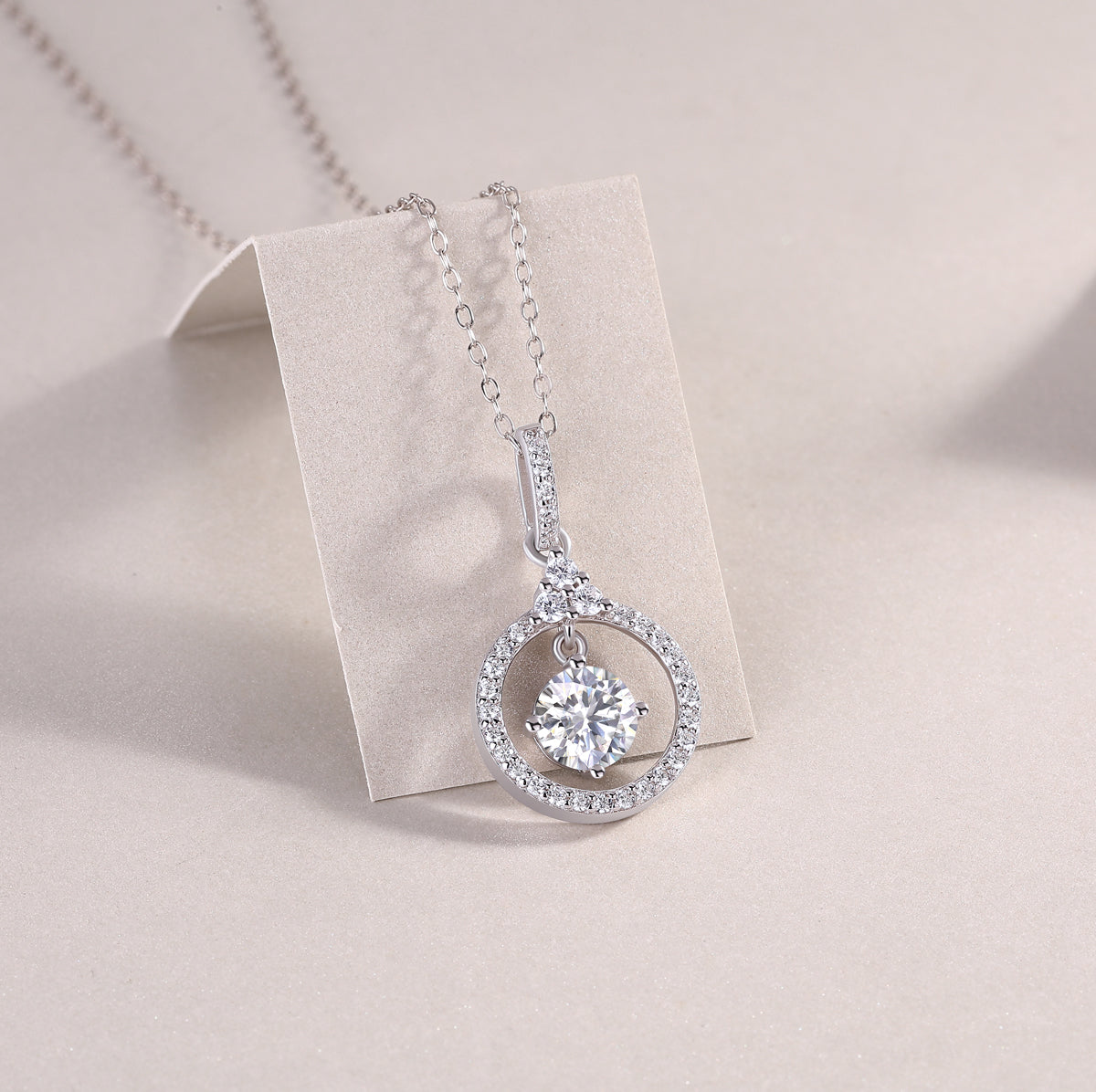 1 Carat Moissanite Love Ring Pendant Necklace - S925 Silver Platinum Plated Light Luxury Jewelry