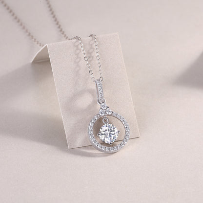 1 Carat Moissanite Love Ring Pendant Necklace - S925 Silver Platinum Plated Light Luxury Jewelry