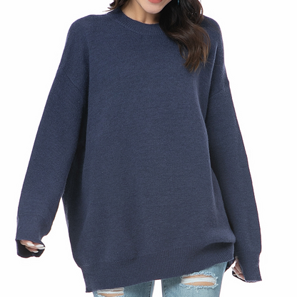 Women's Cozy Knit Pullover Sweater - Soft Ribbed Long Sleeve Top
