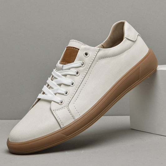Premium Leather Lace-Up Casual Shoes - Men's Round Toe Low-Top Sneakers