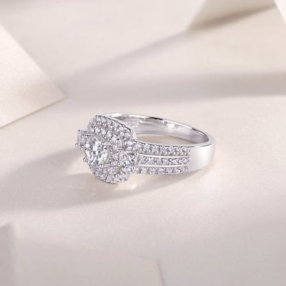 Moissanite Wedding Ring Set - 0.5 Carat S925 Sterling Silver with Gold Plating
