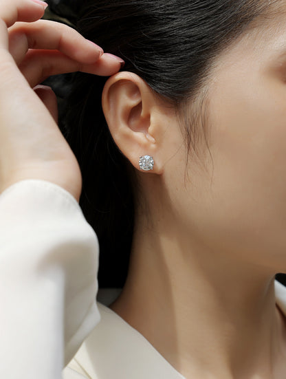 Moissanite Stud Earrings - S925 Sterling Silver Platinum Plated