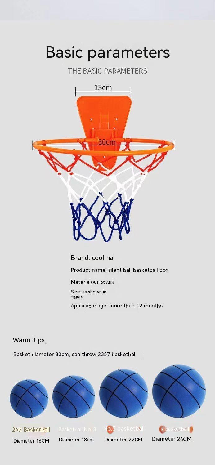 Indoor Silent Foam Basketball Set - Soft High-Density Ball with Hoop for Kids