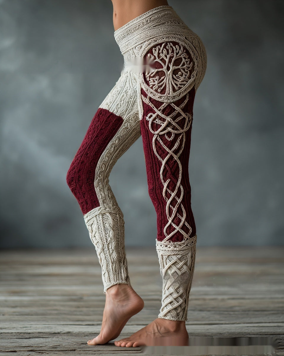 Women's Retro 3D Digital Print Casual Leggings - Slim Fit Yoga Pants