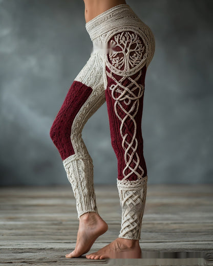 Women's Retro 3D Digital Print Casual Leggings - Slim Fit Yoga Pants