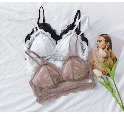 Seamless Lace Bra - Soft 3/4 Cup with Detachable Straps and Low Back Design