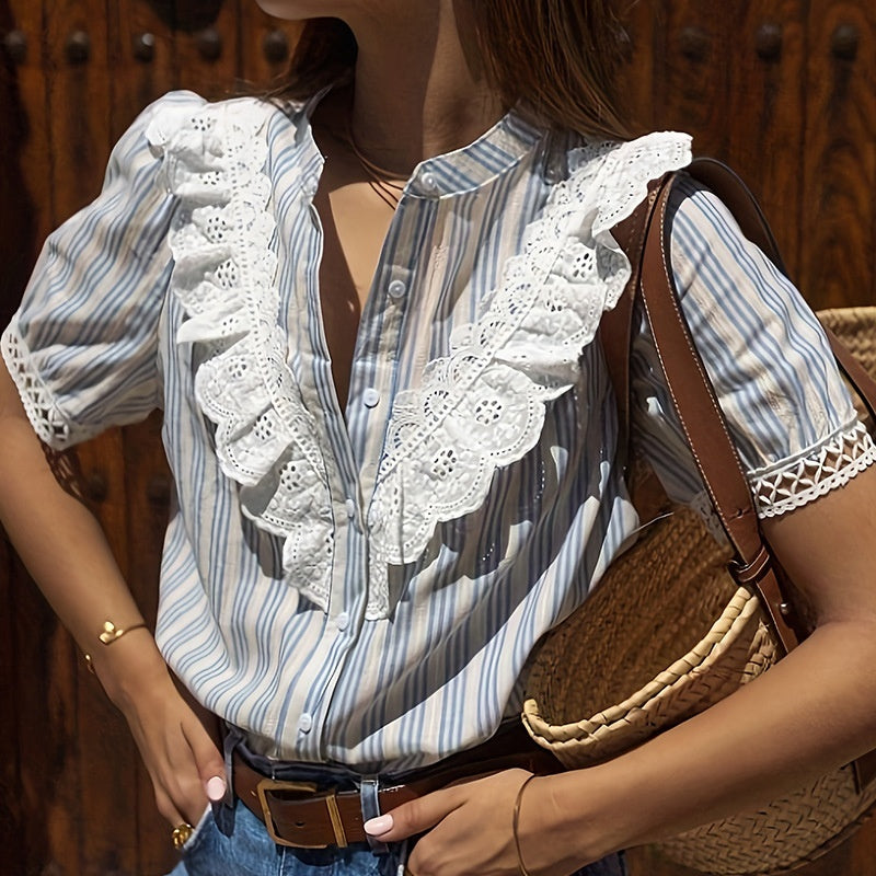 Women's Korean-Style Summer Short-Sleeve Shirt - Casual Lightweight Blouse