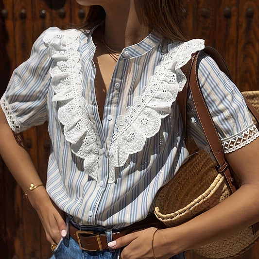 Women's Korean-Style Summer Short-Sleeve Shirt - Casual Lightweight Blouse