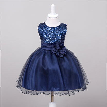 Girls Sequin Princess Dress - Flower Girl Wedding Party Gown
