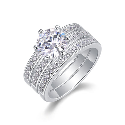 2-Carat Moissanite Sterling Silver Wedding Ring - Platinum Plated