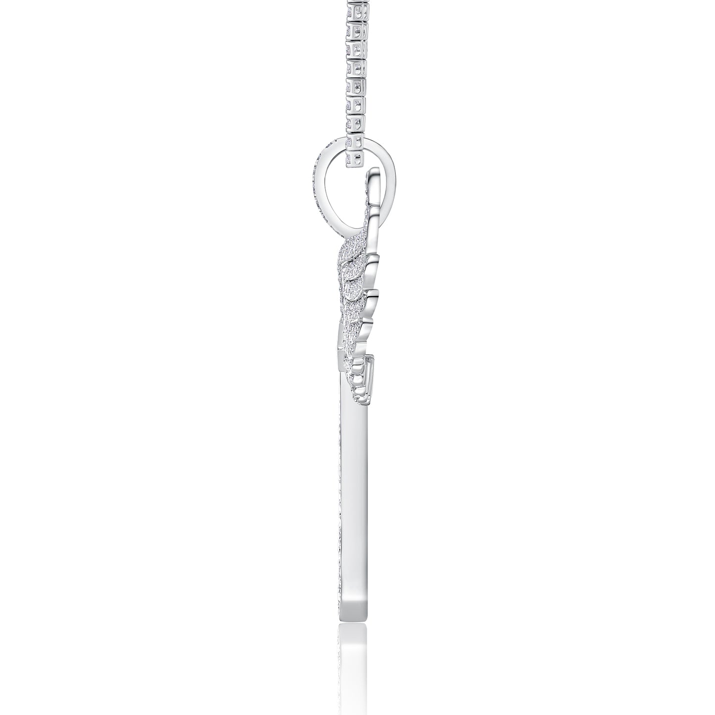 Angel Wings Moissanite Necklace Pendant - S925 Sterling Silver Platinum Plated