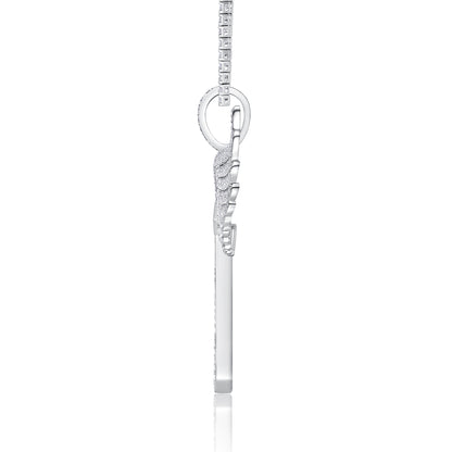Angel Wings Moissanite Necklace Pendant - S925 Sterling Silver Platinum Plated