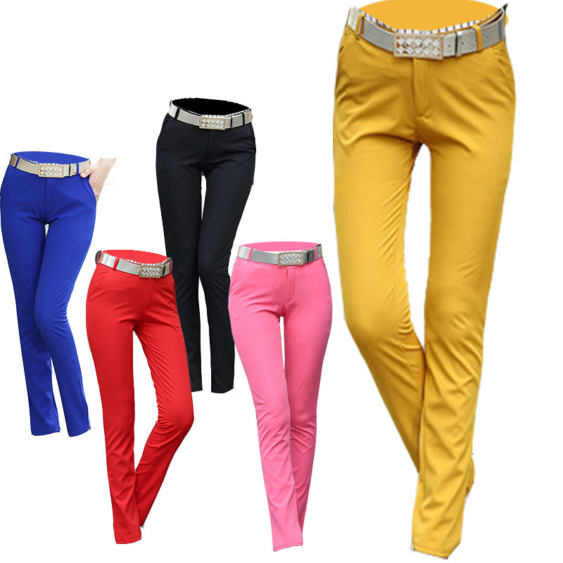 Mid-Rise Stretch Straight-Leg Pants - Casual Slim Fit Trousers