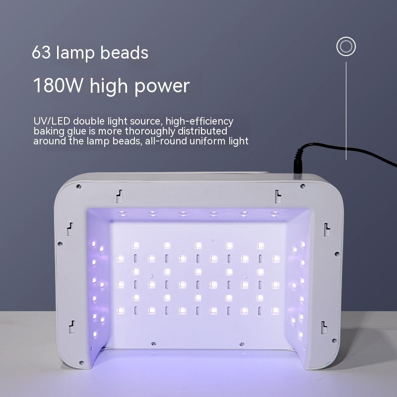 UV Nail Lamp - 180W Hand Pillow Manicure Machine with 63 LED Beads