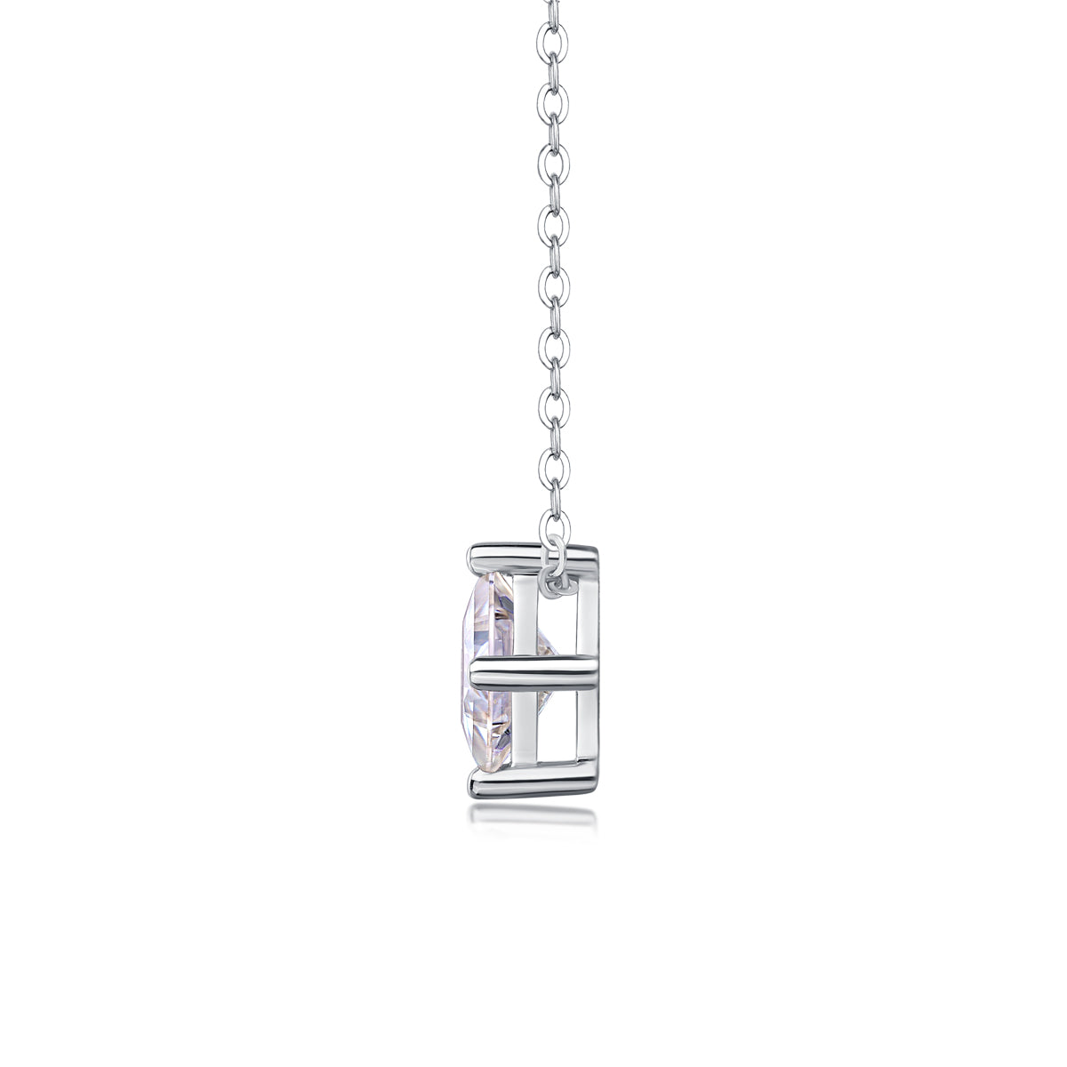 Moissanite Square Pendant Necklace - S925 Silver Platinum-Plated with GRA Certificate