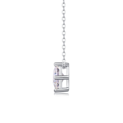 Moissanite Square Pendant Necklace - S925 Silver Platinum-Plated with GRA Certificate