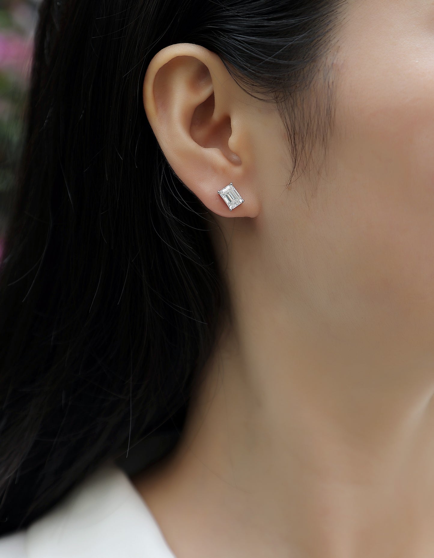 Moissanite Stud Earrings - S925 Silver Platinum Plated Octagonal Cut