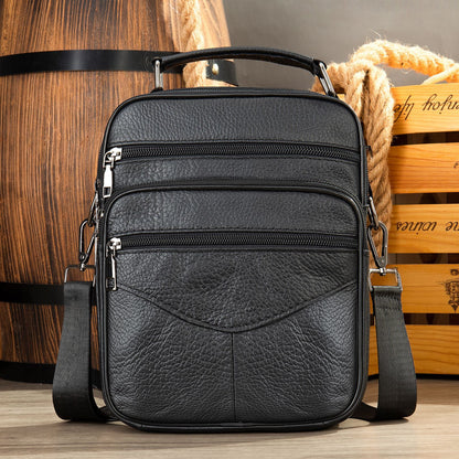 Men's Top Grain Genuine Leather Crossbody Bag - Large Capacity Business Messenger Bag