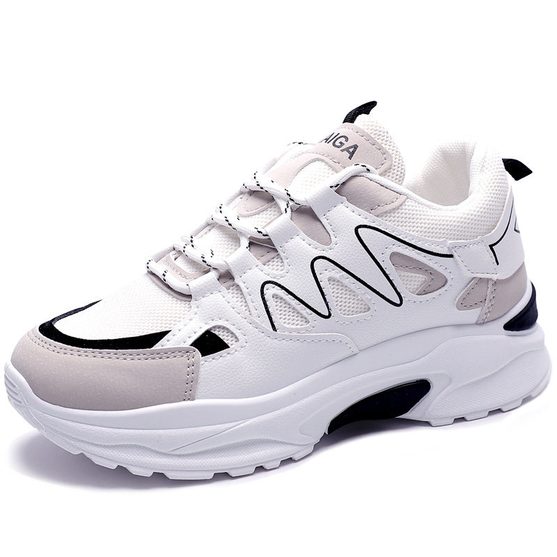 Women's Muffin Thick Sole Casual Sneakers | PU & Mesh Upper | 5cm Platform | Lace-Up | Sizes 35–40 | Red, White