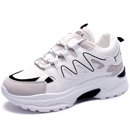 Women's Muffin Thick Sole Casual Sneakers | PU & Mesh Upper | 5cm Platform | Lace-Up | Sizes 35–40 | Red, White