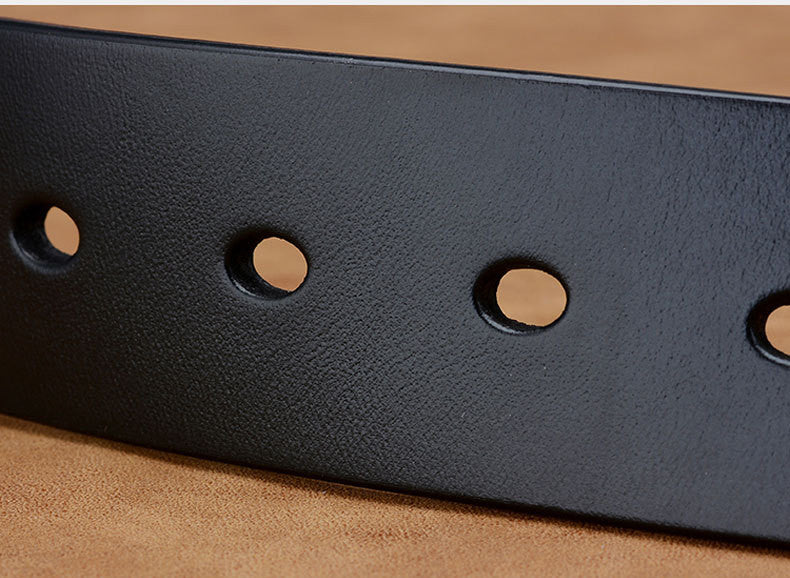 Men's Plus Size First Layer Cowhide Leather Belt - Casual Frosted Finish with Alloy Square Buckle