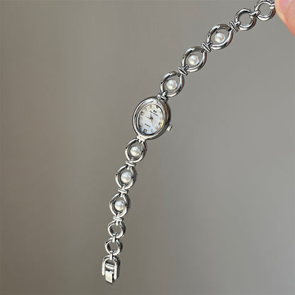Women's Pearl Bracelet Watch - Elegant Chain Design Timepiece