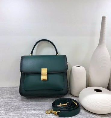 Cowhide Leather Women's High-End Retro Square Shoulder Bag - European American Style with Zipper