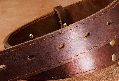 Genuine Leather Dog Collar - Cowhide with Engraved Personalization and Anti-Loss Design
