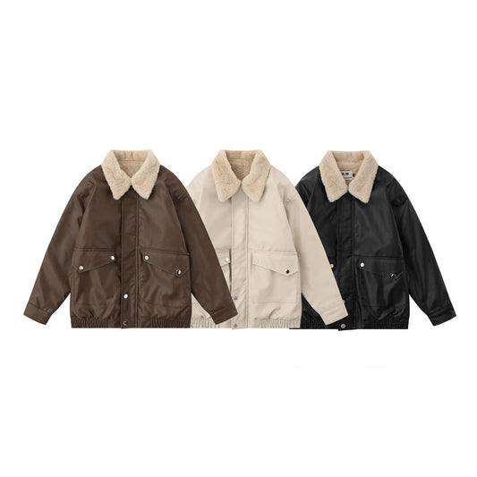 Women's Oversized PU Leather Motorcycle Jacket - Street Style Casual Biker Coat