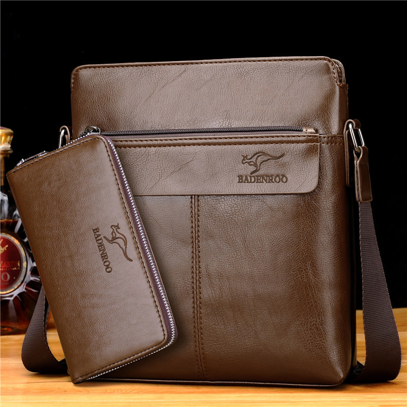 Men's Cowhide Leather Shoulder Bag Backpack - Business Leisure Vertical Design with Multiple Carrying Options