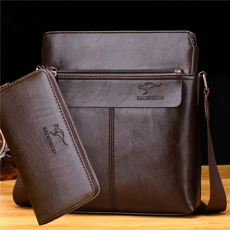 Men's Cowhide Leather Shoulder Bag Backpack - Business Leisure Vertical Design with Multiple Carrying Options