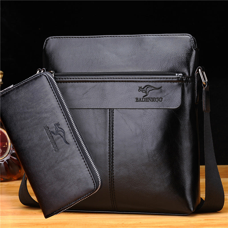 Men's Cowhide Leather Shoulder Bag Backpack - Business Leisure Vertical Design with Multiple Carrying Options