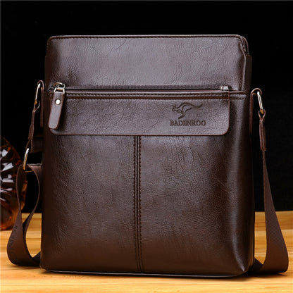 Men's Cowhide Leather Shoulder Bag Backpack - Business Leisure Vertical Design with Multiple Carrying Options