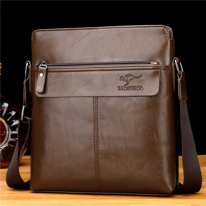 Men's Cowhide Leather Shoulder Bag Backpack - Business Leisure Vertical Design with Multiple Carrying Options