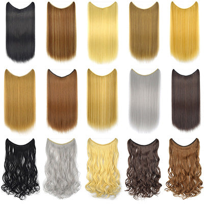 22" Invisible Wire Hair Extensions - No Clips Secret Fish Line Synthetic Hairpiece