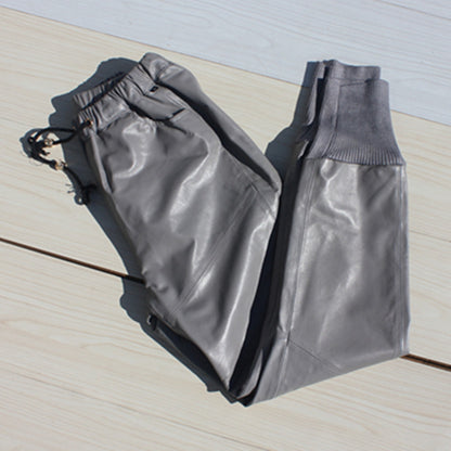 Women's Genuine Sheepskin Leather Baggy Trousers - Street Style