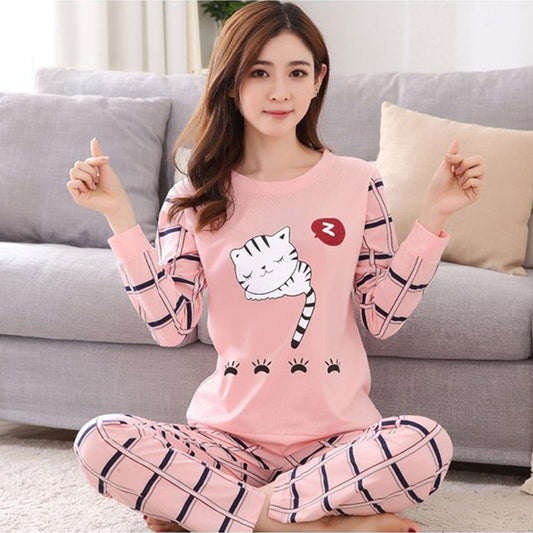Women's Cartoon Pajama Set - Two-Piece Milk Silk Sleepwear