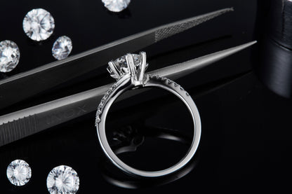 1 Carat Moissanite Sterling Silver Wedding Ring - Platinum Plated
