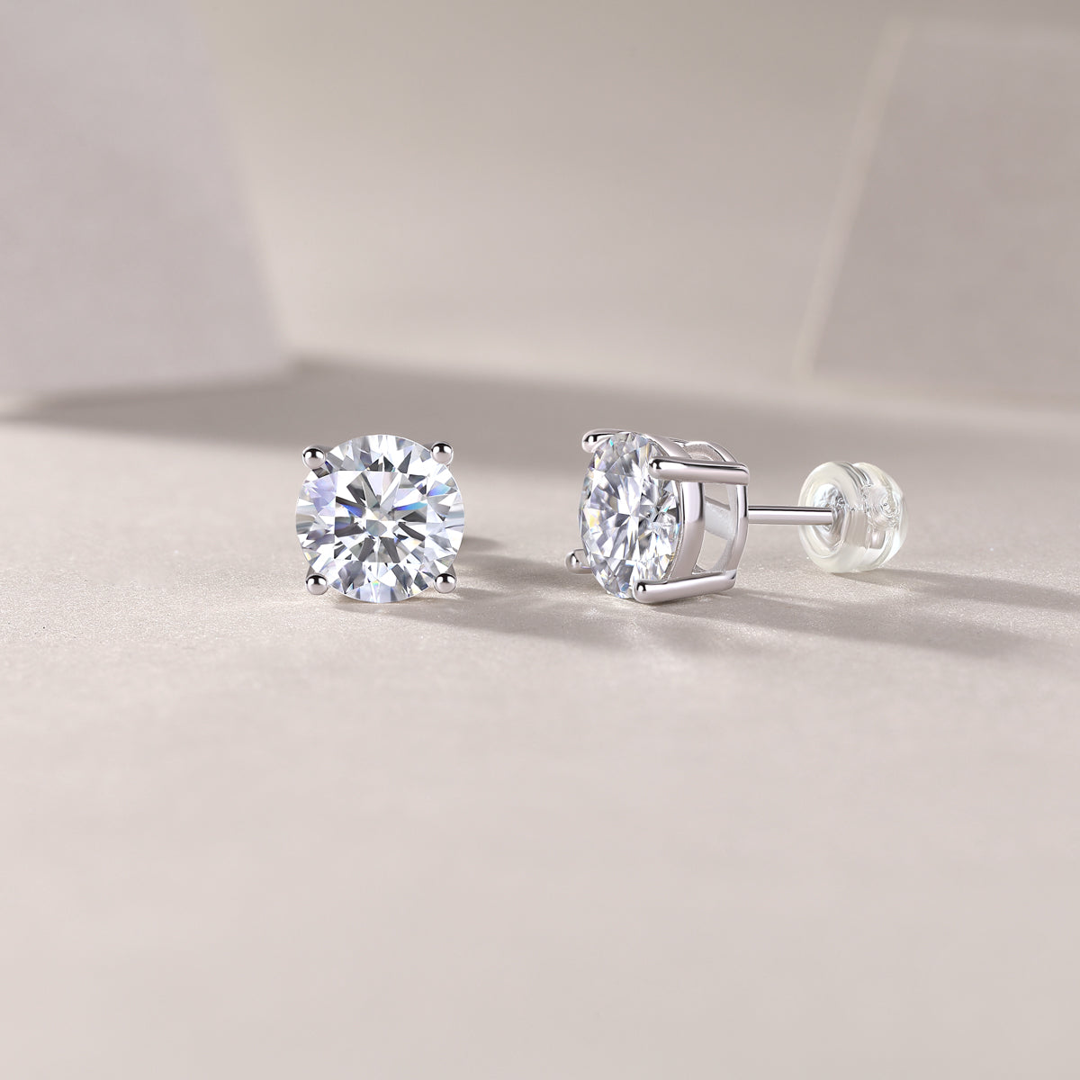 Moissanite Stud Earrings - S925 Sterling Silver Platinum Plated