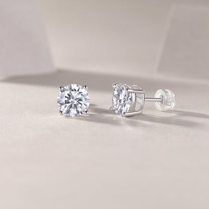 Moissanite Stud Earrings - S925 Sterling Silver Platinum Plated