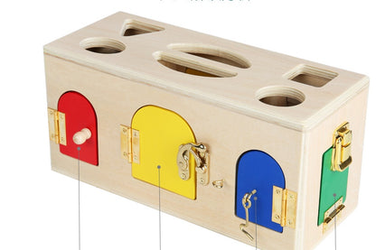 Wooden Shape Lock Box - Educational Montessori Toy for Preschool