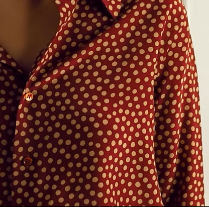 Vintage Maroon Polka Dot Silk Shirt Dress