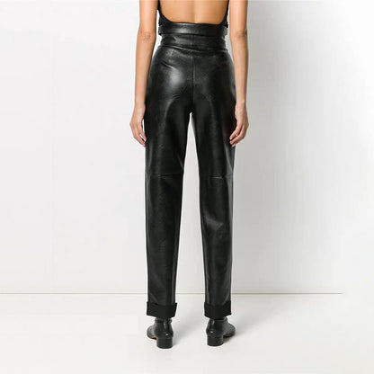 PU Leather Tapered Pants - Street Style Harem Trousers