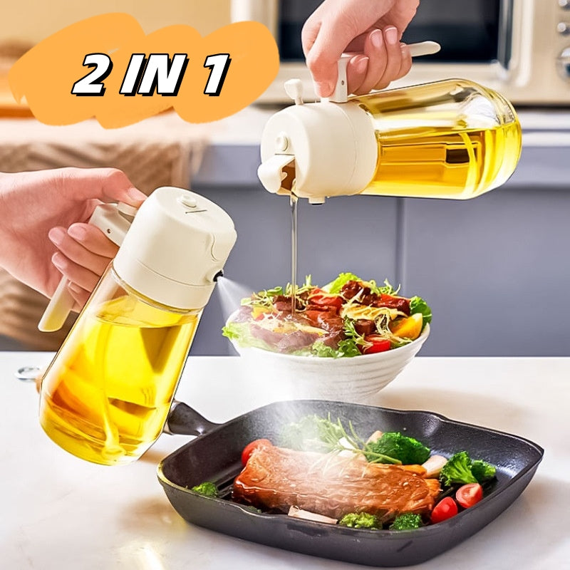 Olive Oil Sprayer Dispenser - 470ml Glass 2-in-1 Spray & Pour Bottle